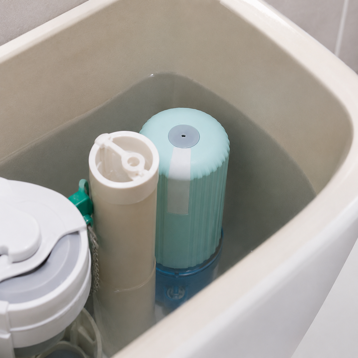 Whooshie Toilet cleaner, Toilet Tank Dispenser Bottle, Slow Release Detergent Holder, Refillable Bathroom Accessory, Hands Free Bowl Helper, Eco Home