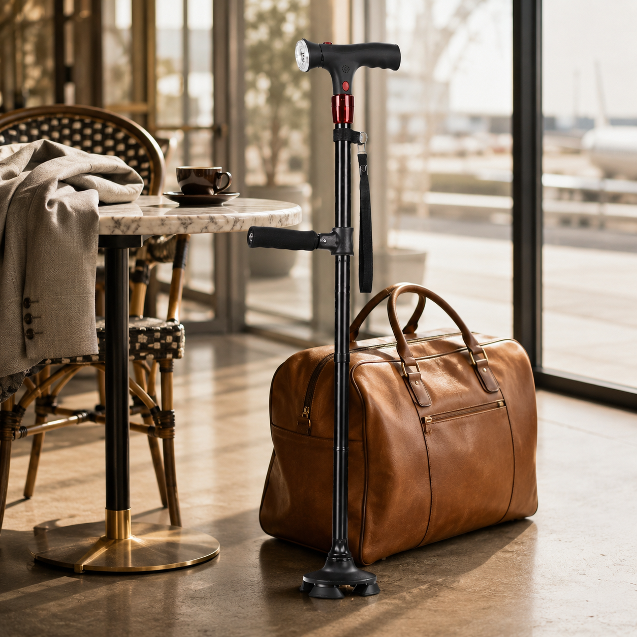 Ready Walker Cane, Ready Walker Cane For seniors, Foldable Walking Stick, Lightweight Travel Hiking Cane with LED Light, Compact Trekking Pole, Outdoor Gift for Hikers