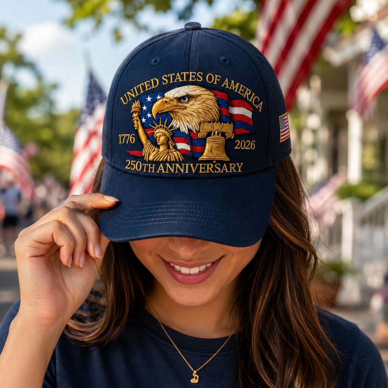 Glosrity Patriot Cap, Patriotic American Cap, USA 250th Anniversary Hat, Embroidered Eagle Liberty Bell Cap, 4th of July Hat, Gift for Veterans