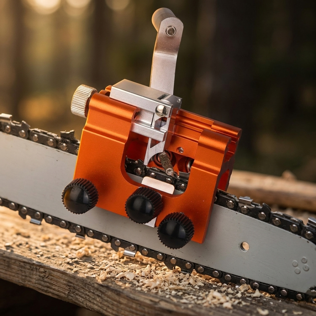 Klampero Chainsaw  Sharpener, Clamp On Bar Mount Sharpening Tool,  Hand Filing Guide, Gift for Woodworkers and Tree Cutters
