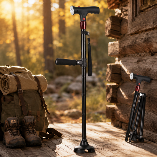 Ready Walker Cane, Ready Walker Cane For seniors, Foldable Walking Stick, Lightweight Travel Hiking Cane with LED Light, Compact Trekking Pole, Outdoor Gift for Hikers