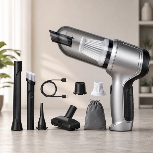 Dustaclean Handheld Vacuum Cordless, Mini Car Vacuum with Attachments, Portable USB Rechargeable Desk Cleaner, Keyboard Duster