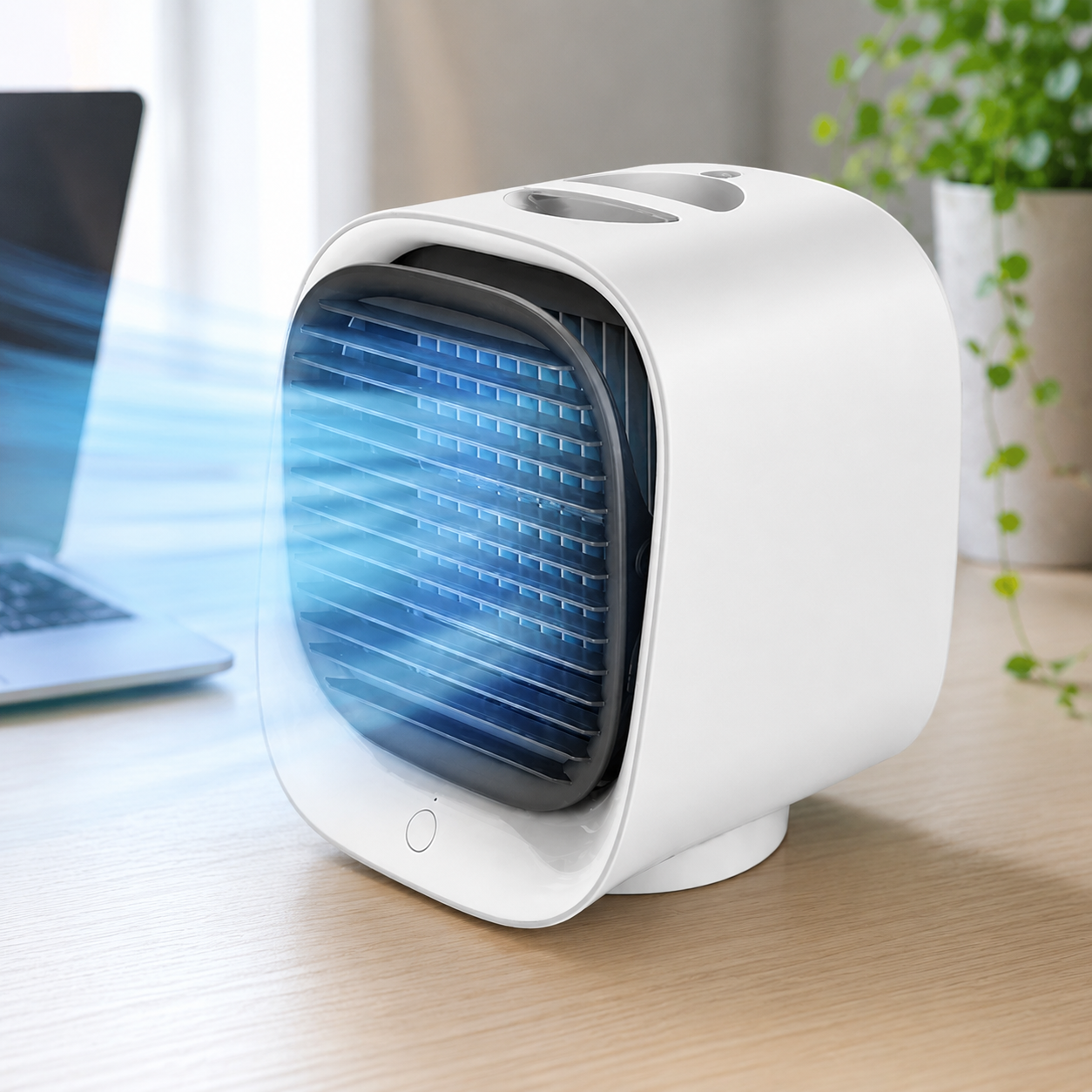 Vital Breeze Portable ac, Mini Desk Air Cooler with Water Tank, Personal Evaporative Fan, USB Rechargeable Tabletop Cooler