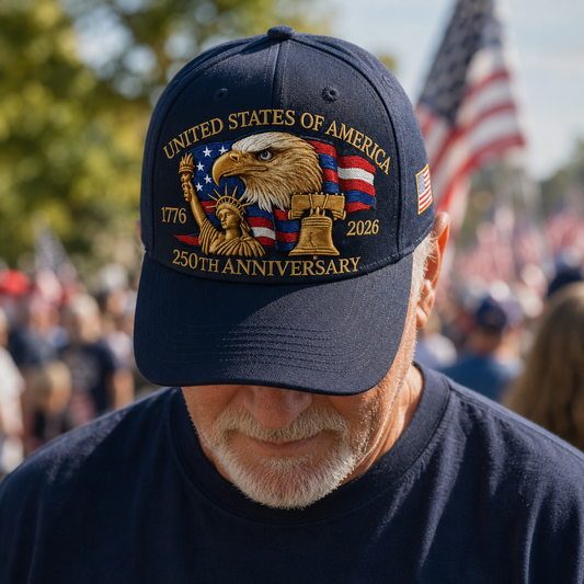 Glosrity Patriot Cap, Patriotic American Cap, USA 250th Anniversary Hat, Embroidered Eagle Liberty Bell Cap, 4th of July Hat, Gift for Veterans