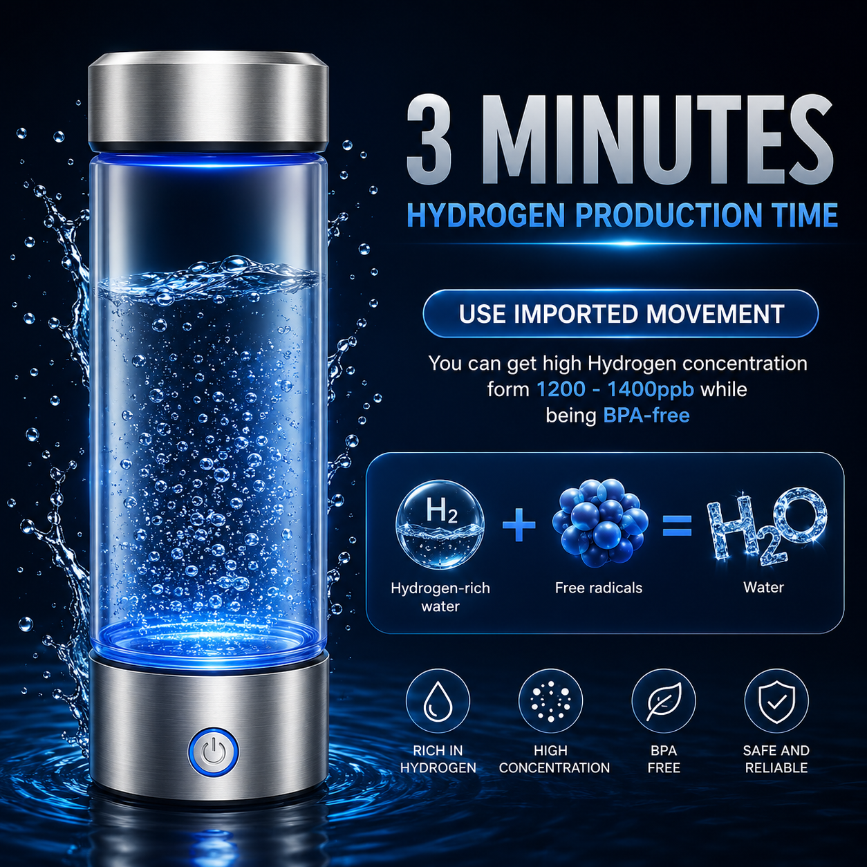 Physiat Hydrogen Bottle Advanced Hydration for an Active Lifestyle