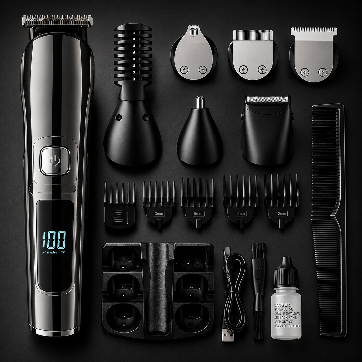 Beard Trimmer Grooming Kit, Cordless Multi-Head