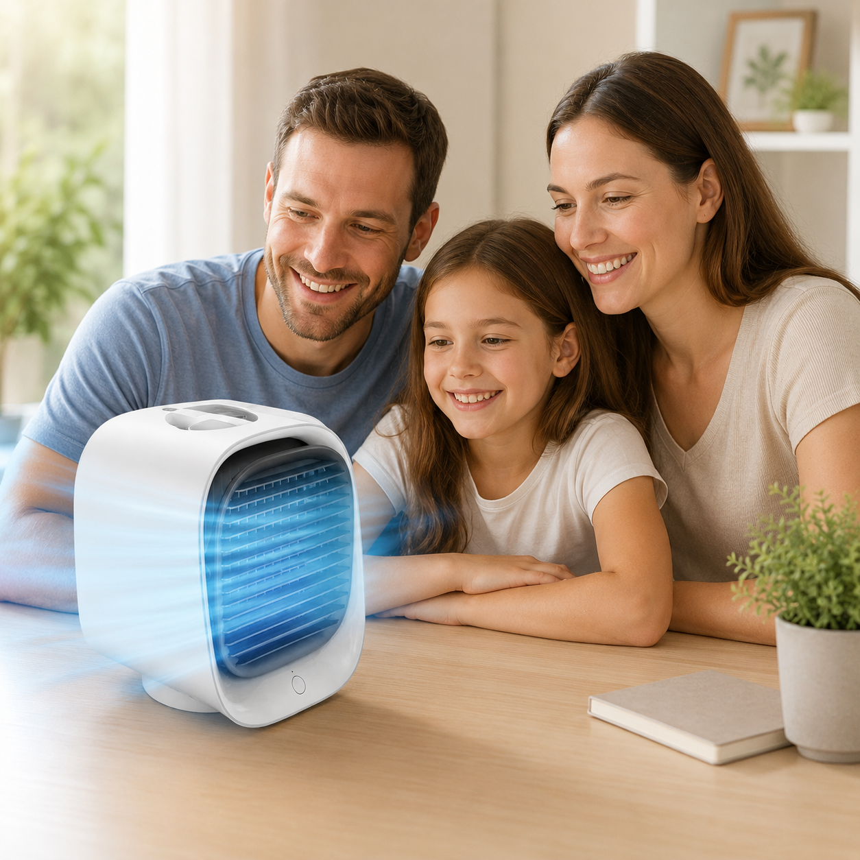 Vital Breeze Portable ac, Mini Desk Air Cooler with Water Tank, Personal Evaporative Fan, USB Rechargeable Tabletop Cooler