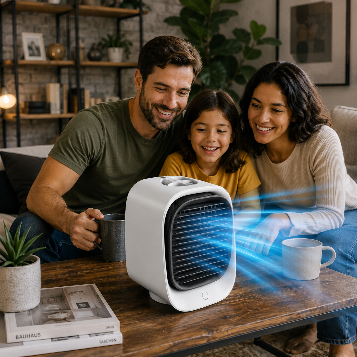 OriBreeze Air Cooler Portable air Conditioner, Personal Evaporative Fan, USB Rechargeable Tabletop Cooler