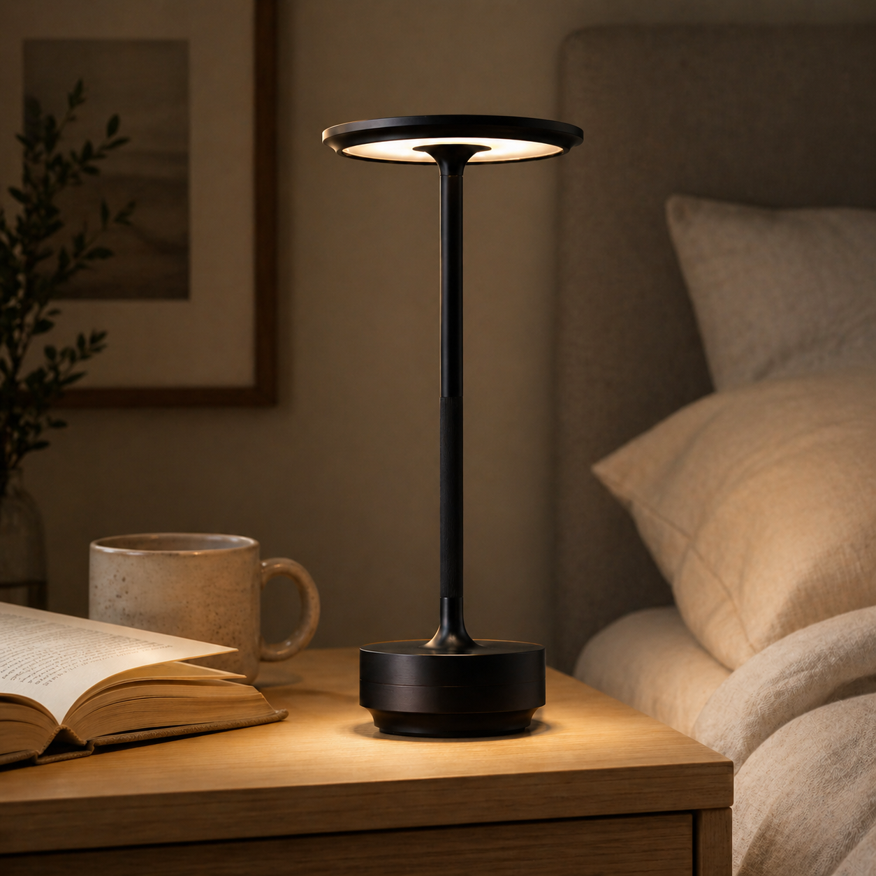 EcoLume Lamp, Cordless LED Touch Table Lamp, 3 Brightness Levels Rechargeable Bedside Light, Modern Home Decor, Gift for Her