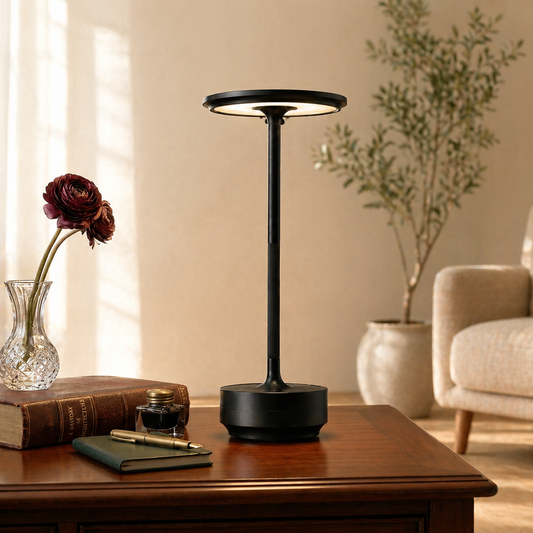 Outfany EcoLume Lamp, Cordless LED Touch Table Lamp, 3 Brightness Levels Rechargeable Bedside Light, Modern Decor, Gift for Her