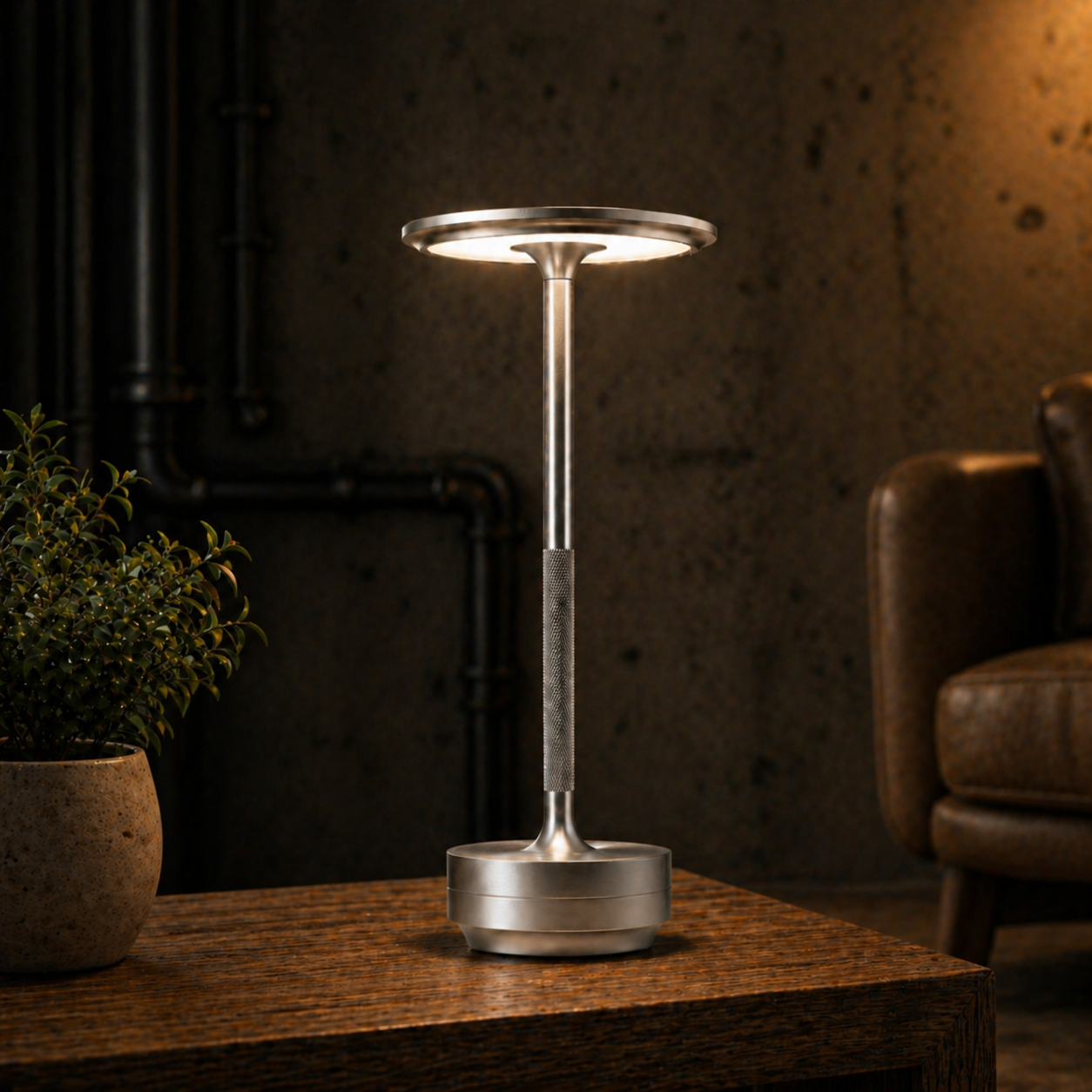 Tutronica EcoLume Lamp, Cordless LED Touch Table Lamp, 3 Brightness Levels Rechargeable Bedside Light, Modern Decor, Gift for Her
