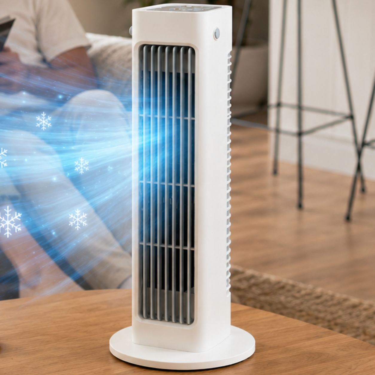 Qinux Breezamax, Qinux Breeza Max Portable AC, BreeTower Fan with Remote, Quiet Bedside Cooling Companion, Compact Desk Breeze Alternative to AC, Minimalist Home Gift