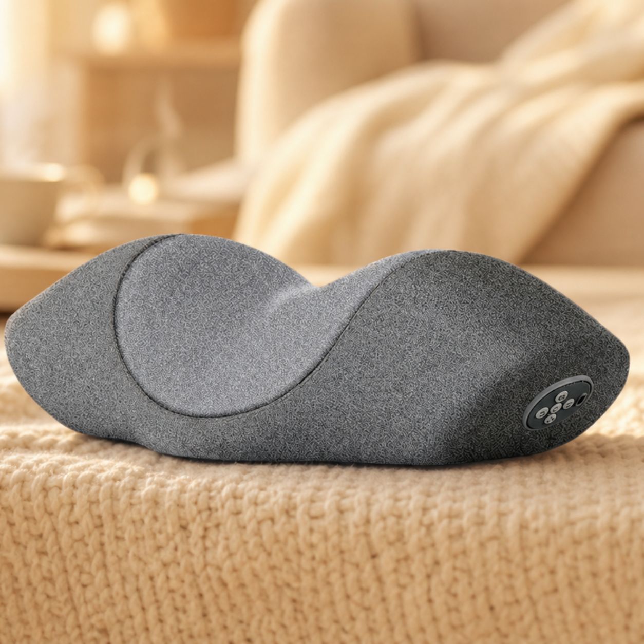 Cloudwave Massage Pillow, Cozy Neck Cushion, Memory Foam with Soft Warmth and Gentle Vibration, Travel Comfort Gift for Her Him